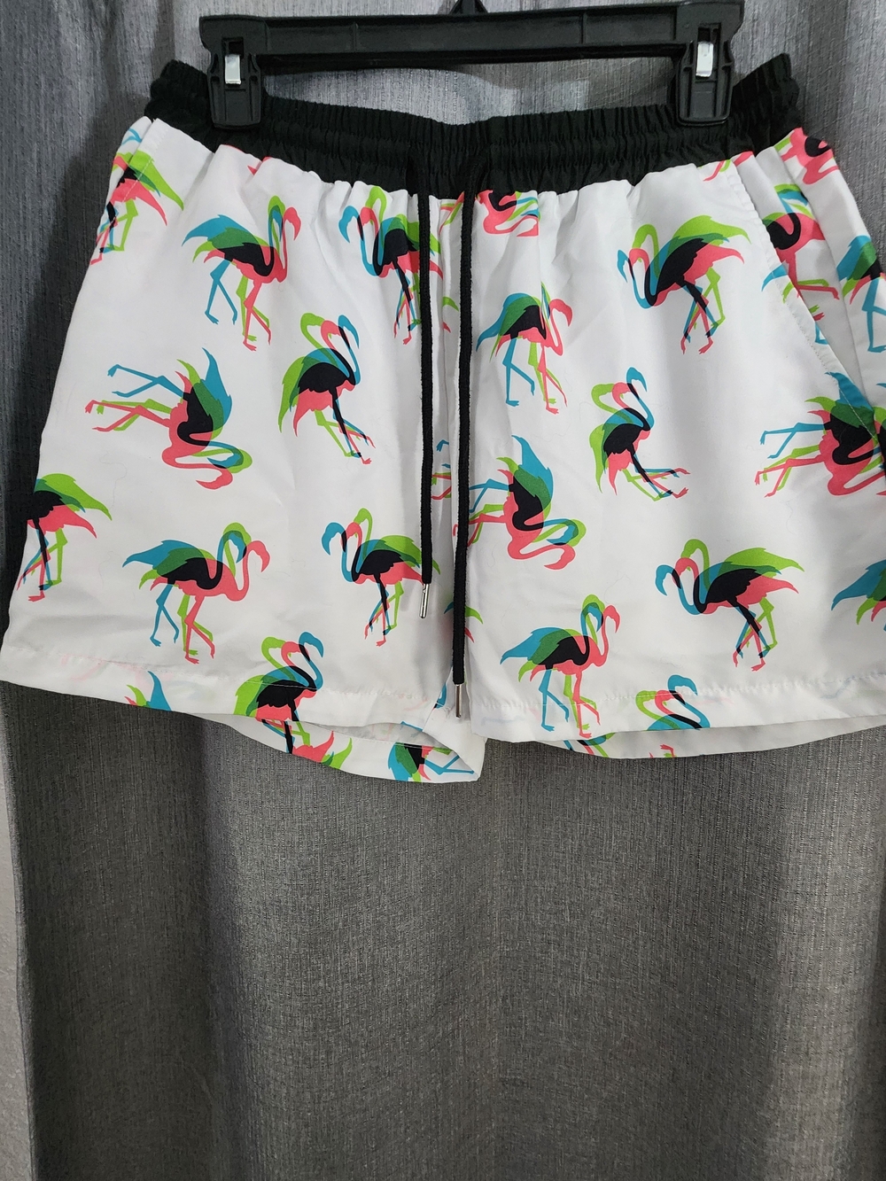 White Flamingo Print Shorts